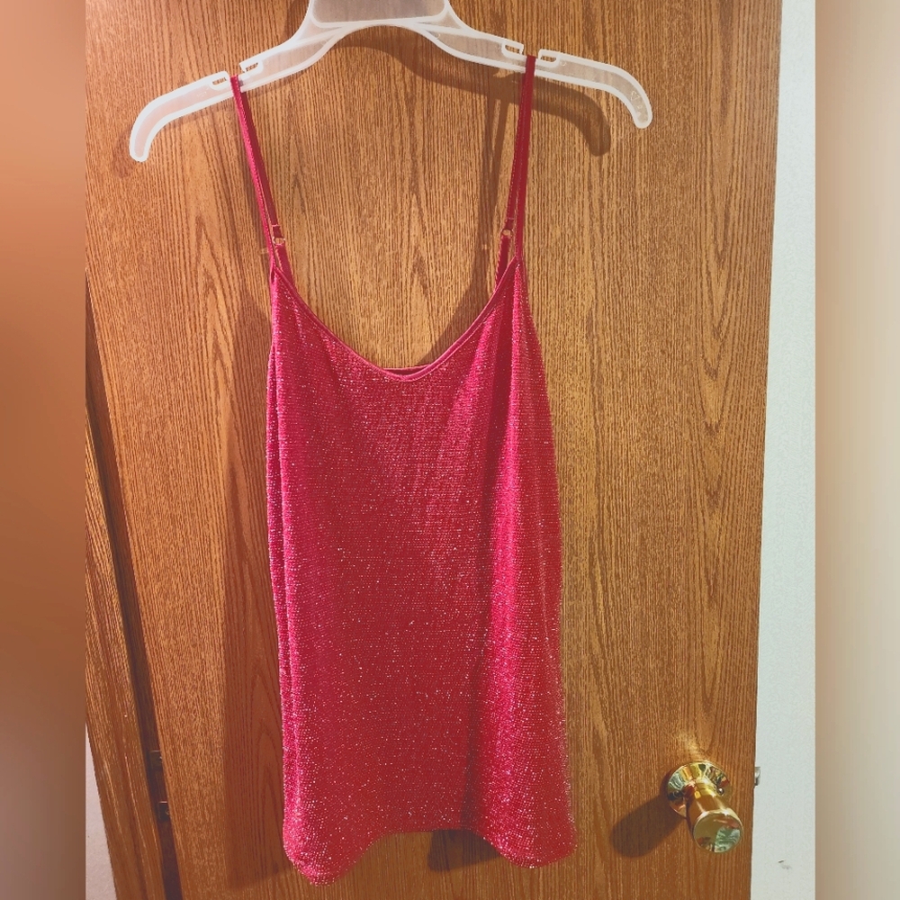 💓 3/$15 Express Women's Size Medium Red Sparkly Tank Top